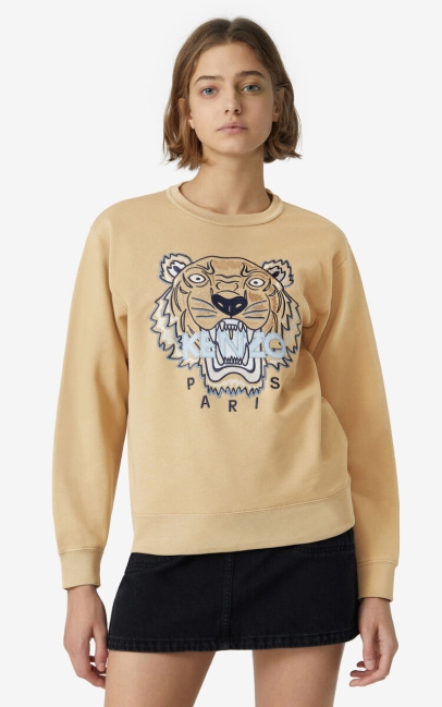 Kenzo Women Tiger Sweatshirt Beige